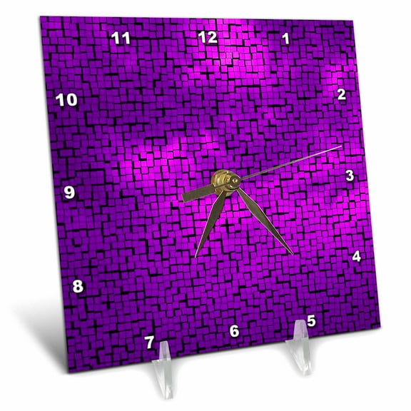 3dRose, Purple Clouds Tile Pattern, 6x6 Desk Clock
