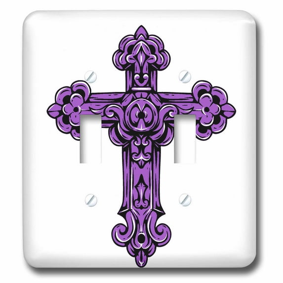 3dRose, Purple Decorative Religious Cross, double toggle switch