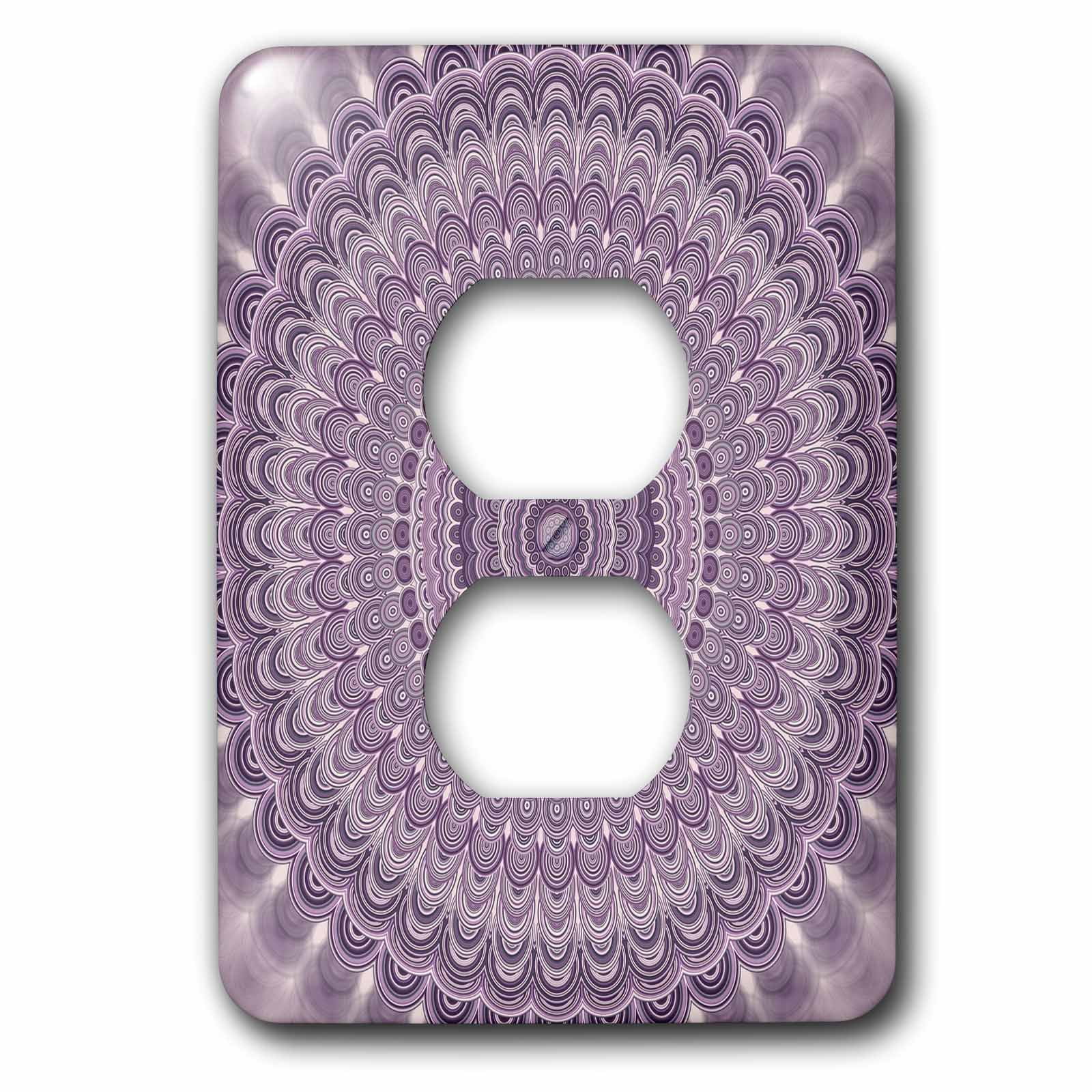 3dRose, Purple Feather Mandala - abstract circular graphic, 2 plug outlet cover