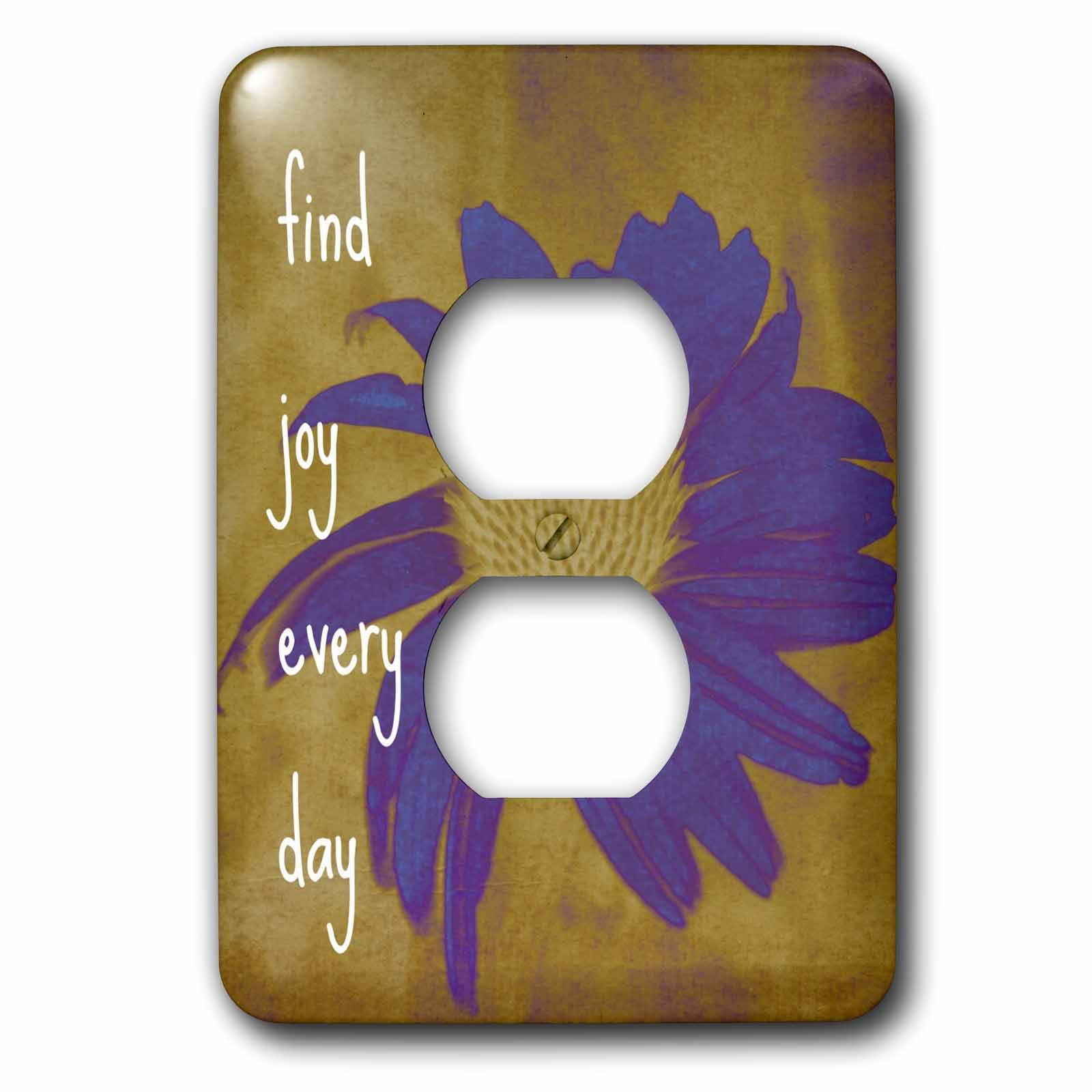 3dRose, Purple Flower Find Joy Every Day- Inspirational Quotes- Art, 2 plug outlet cover