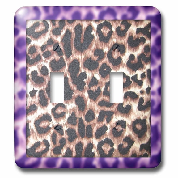 3dRose, Purple Frame Leopard Print Animal Prints, double toggle switch