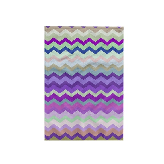 3dRose, Purple Green and Beige Colorful Zig Zag Chevron Pattern inspired by knitted sweater patterns, 15x22 Hand Towel