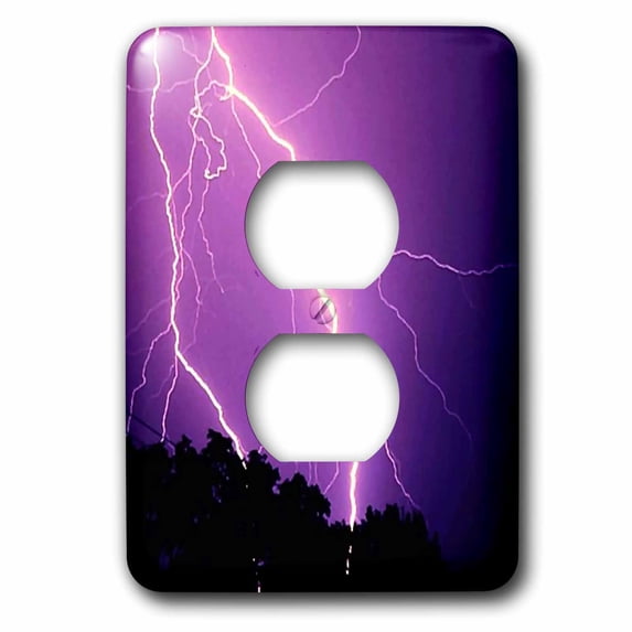 3dRose, Purple Lightning, 2 plug outlet cover