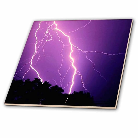 3dRose, Purple Lightning, 6 Inch Ceramic Tile