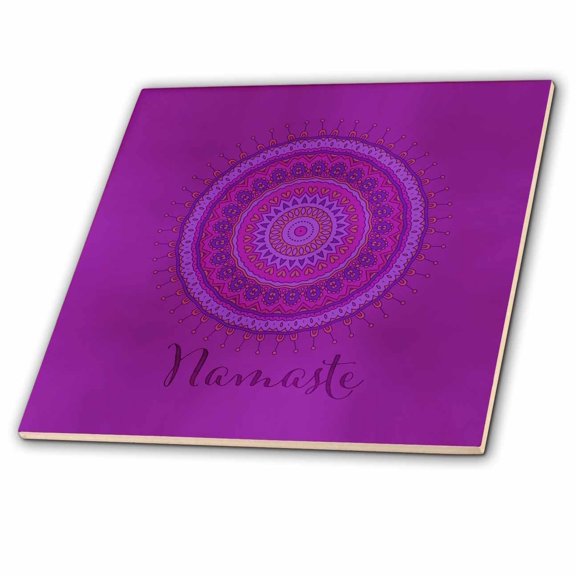 3dRose, Purple Mandala And Sanskrit Word Namaste, 4 Inch Ceramic Tile