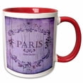 thumbnail image 1 of 3drose, Purple Nostalgic Paris Sign on Old Wood, 11oz Two-tone Red Mug, 1 of 6