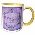 thumbnail image 1 of 3drose, Purple Nostalgic Paris Sign on Old Wood, 11oz Two-tone Yellow Mug, 1 of 6