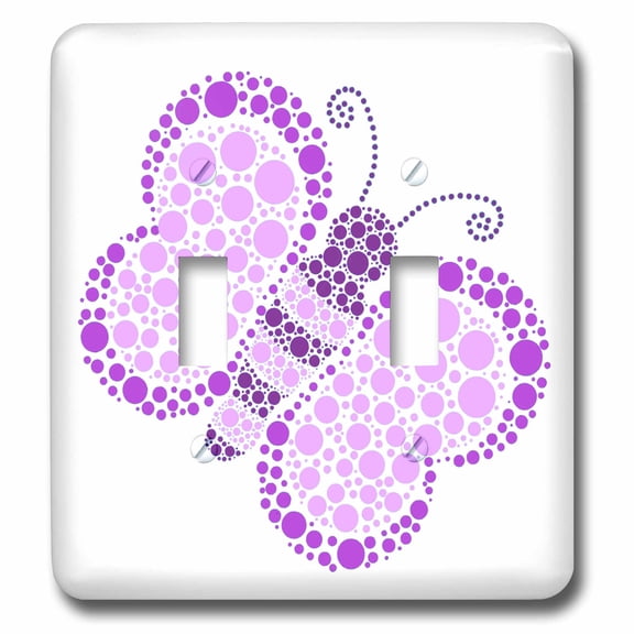3dRose, Purple Pointillism Butterfly, double toggle switch