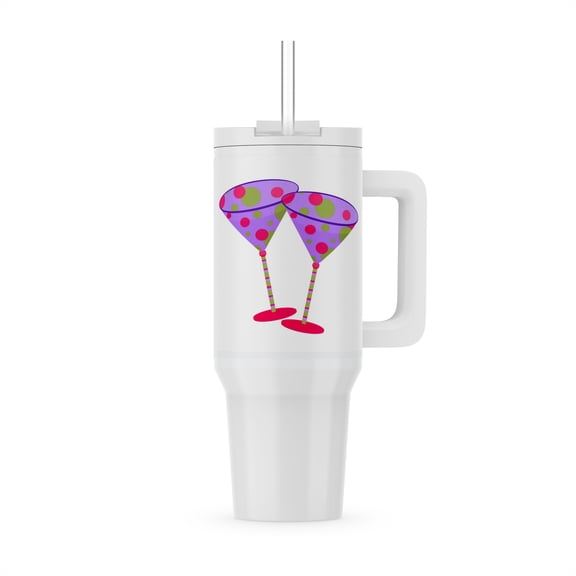 Purple Polka Dot Martini Glasses, 30oz Tumbler