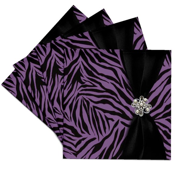 3dRose, Purple Zebra Patterned, Set of 4 Ceramic Tile Coasters