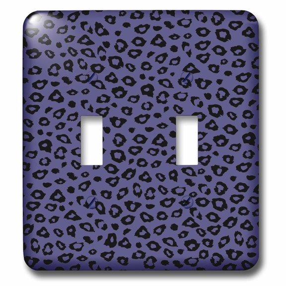 3dRose, Purple and Black Leopard Print, double toggle switch