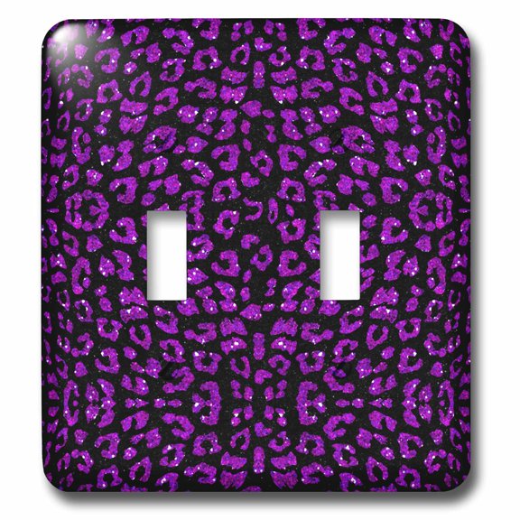 3dRose, Purple and Black Printed Sparkle Leopard Print, double toggle switch