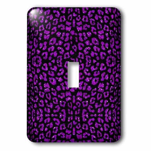 3dRose, Purple and Black Printed Sparkle Leopard Print, single toggle switch