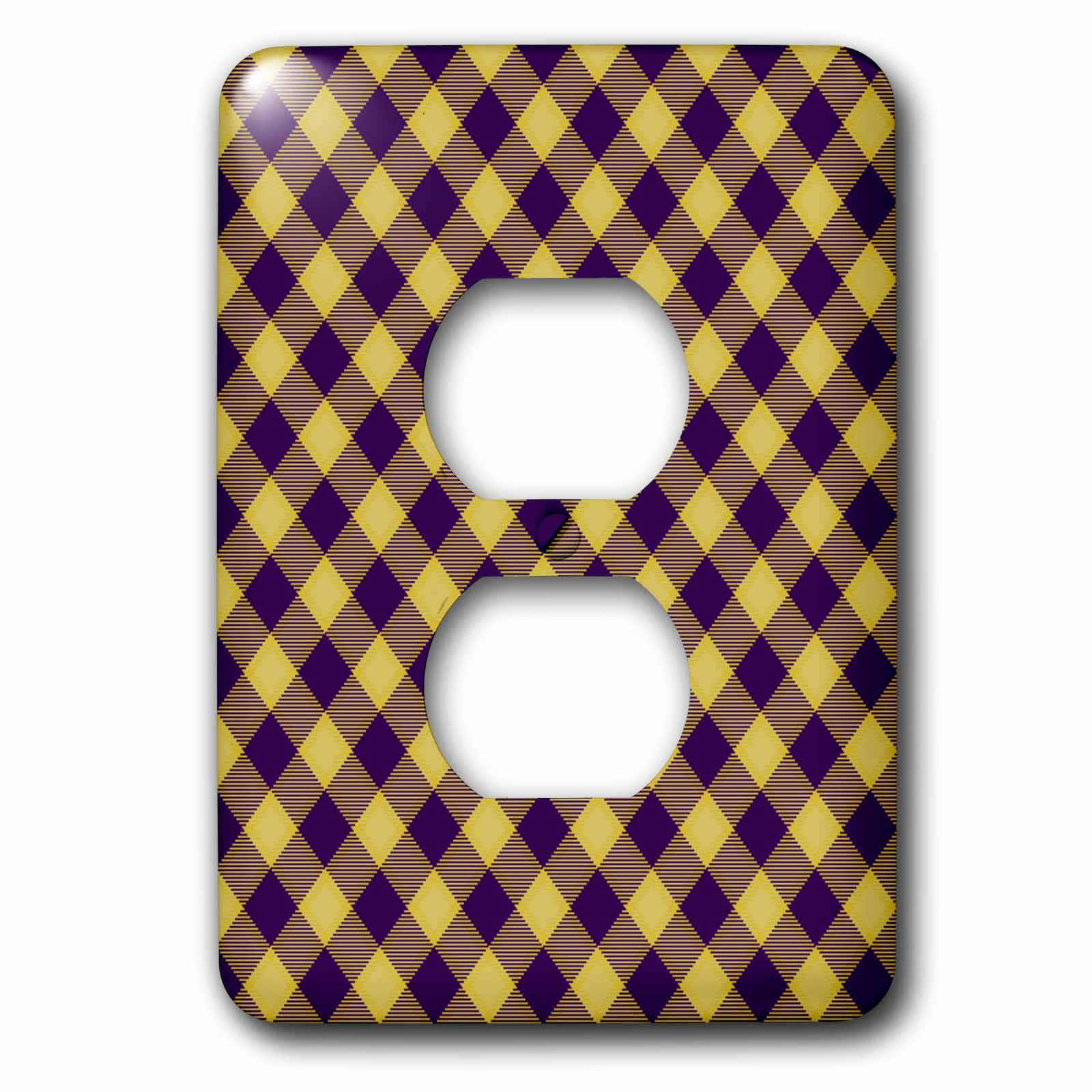 3dRose, Purple and Gold LSU Tartan Dark purple and yellow , 2 plug outlet cover