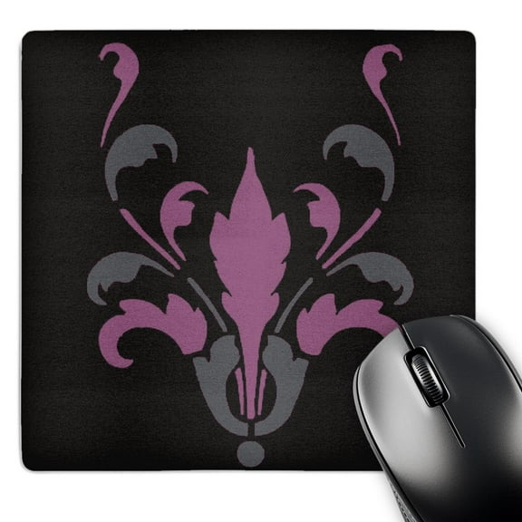 3dRose, Purple and Gray Art Nouveau Design On A Black Background, MousePad