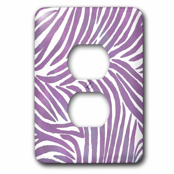 3dRose, Purple and White Zebra Print - Animal Print Art, 2 plug outlet cover