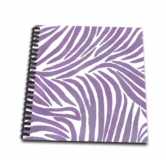 3dRose, Purple and White Zebra Print - Animal Print Art, Drawing Book 8 x 8 inch