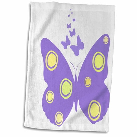 3dRose, Purple and Yellow Dots Butterfly- Whimsical Art- Nature, 15x22 Hand Towel