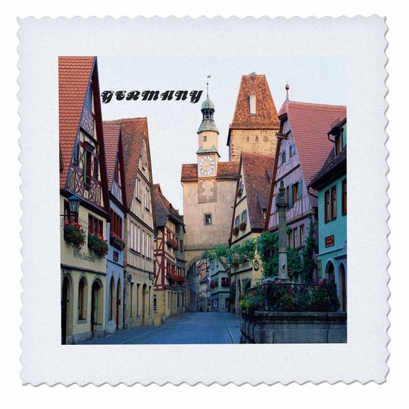 3dRose, Quaint Rothenburg Germany, 6x6 inch quilt square