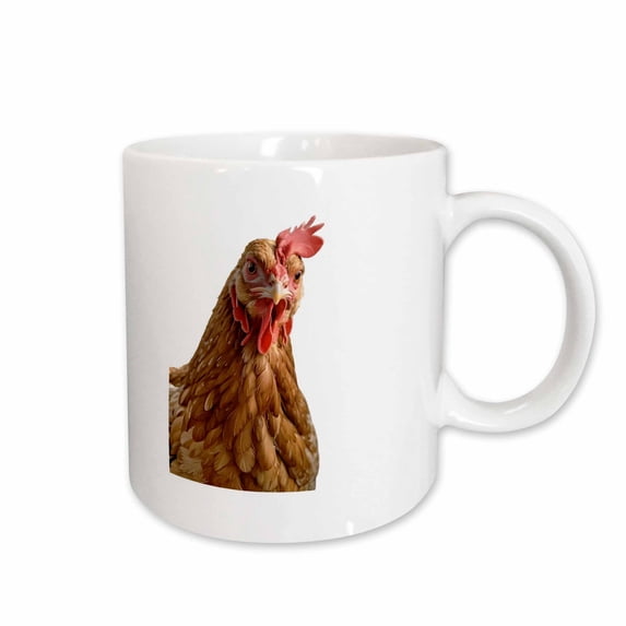 3drose, Quirky Farmyard Chicken Portrait Isolated 2, 11oz Mug