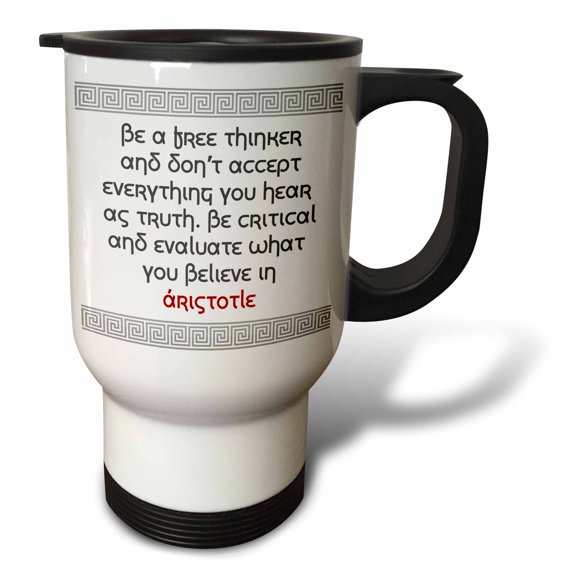 3drose, Quotes - Aristotle - Be a Free Thinker, 14oz Stainless Steel Travel Mug
