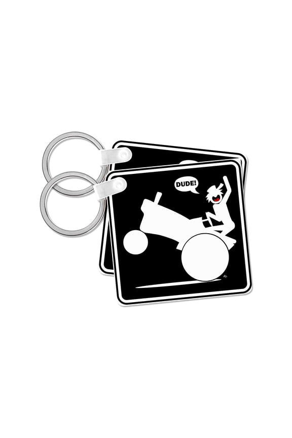 , RURAL DUDE tractor wheelie black sign 2, set of 2 Key Chains