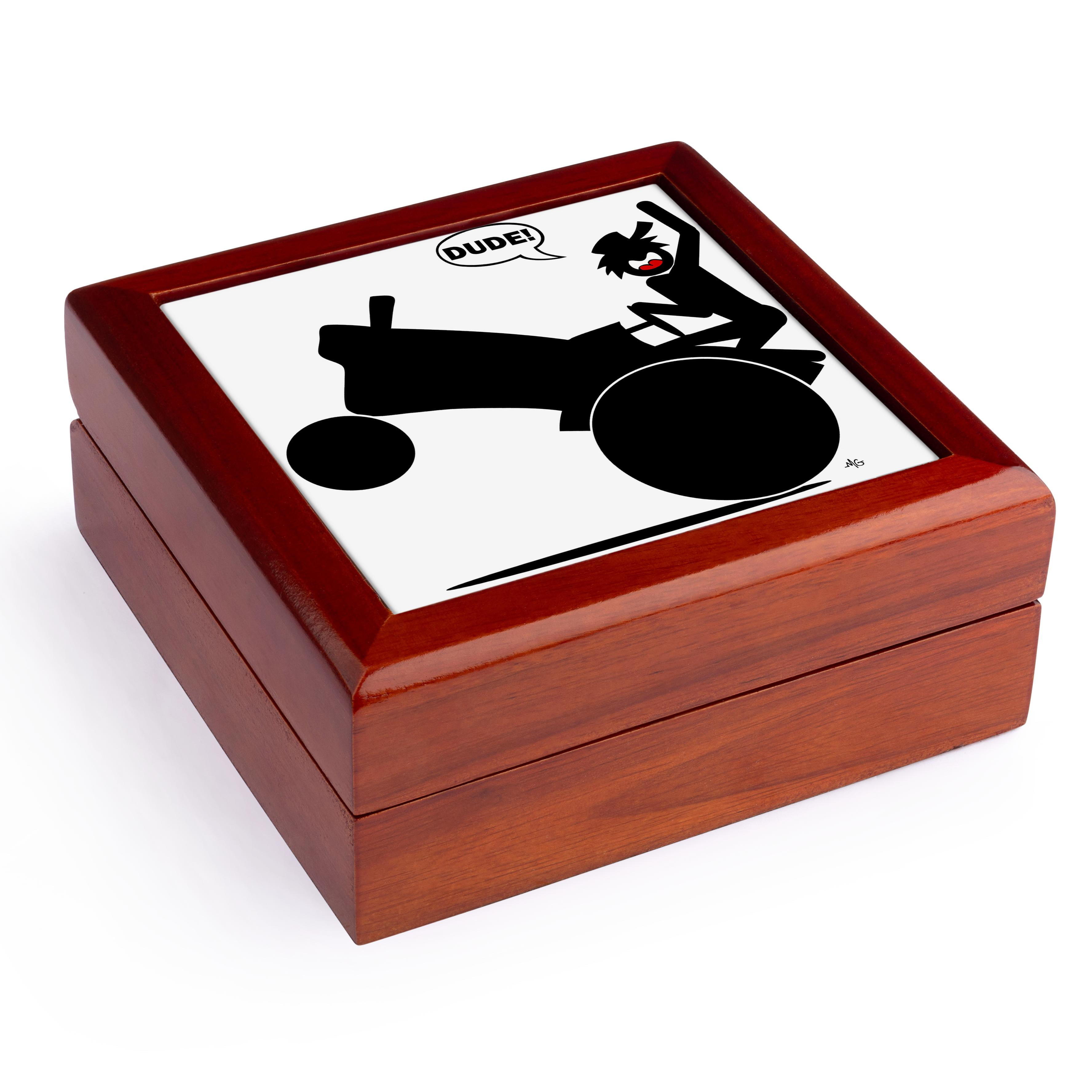 3dRose, RURAL DUDE tractor wheelie image 2, Jewelry Box 5.5x5.5 inch with 4 inch tile