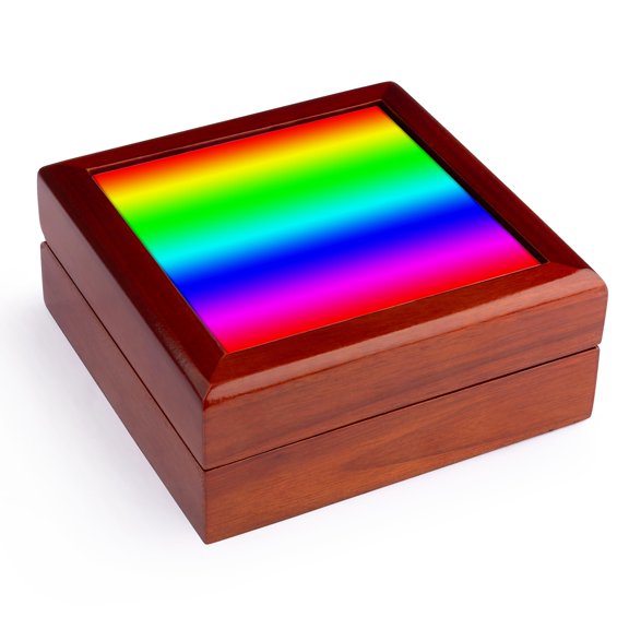 3dRose, Rainbow Gradient Horizontal, Jewelry Box 5.5x5.5 inch with 4 inch tile