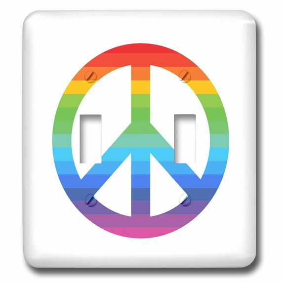 3dRose, Rainbow Peace Sign, double toggle switch
