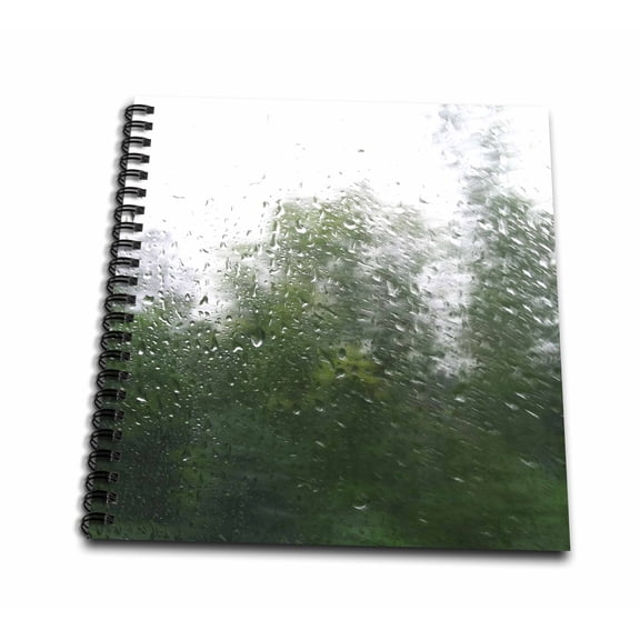 3dRose, Raindrops on the window, greenery, Mini Notepad 4 x 4 inch