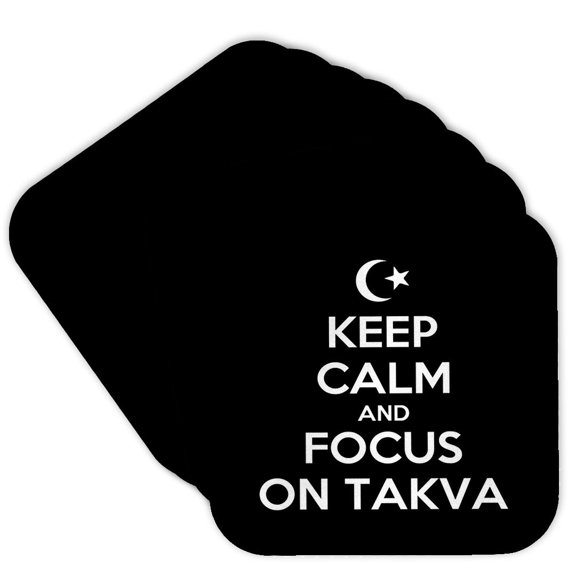 3drose, Ramadan Keep Calm and Focus on Takva, Set of 8 Coasters - Soft