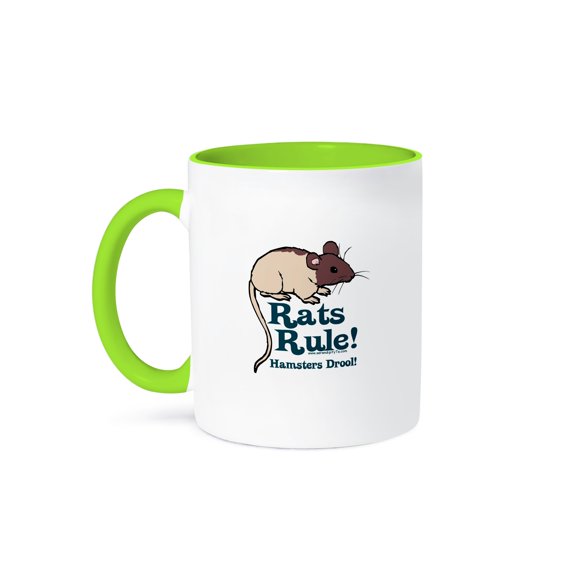 3dRose, Rats Rule, 11oz Two-Tone Green Mug