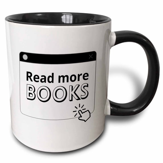 3drose, Read More Books - Pop-up Window Design, 11oz Two-tone Black Mug