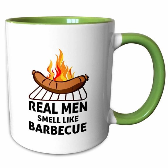 3drose, Real Men Smell Like Barbecue Funny Bbq Quote, 15oz Two-tone Green Mug