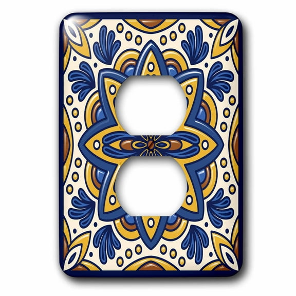 3dRose, Real Tile With Flower Motiff, 2 plug outlet cover