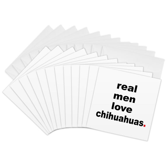 3drose, Real Men Love Chihuahuas, 12 Greeting Cards with Envelopes