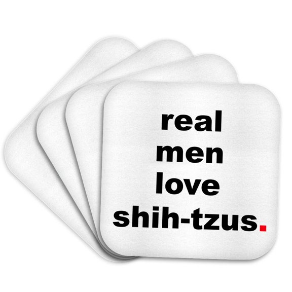 3dRose, Real men love shih-tzus, Set of 4 Coasters - Soft