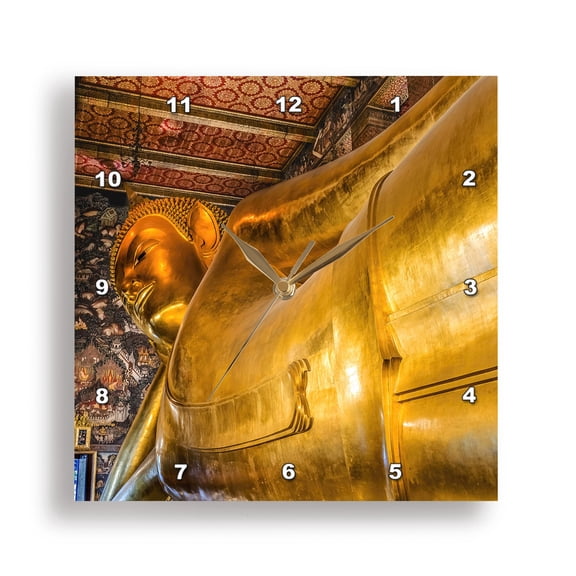 3dRose, Reclining Buddha front door, Wat Pho Temple, Bangkok, Thailand, 10x10 Wall Clock
