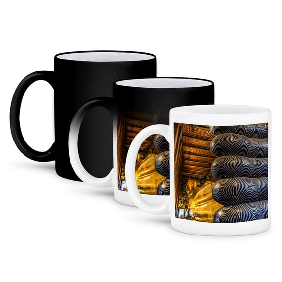 3dRose, Reclining Buddha toes, Bangkok, Thailand. Symbol entrance to nirvana, 11oz Magic Transforming Mug