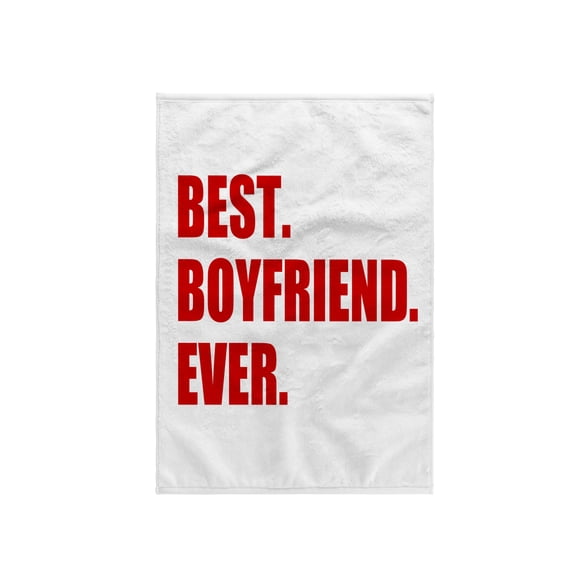 3dRose, Red Best Boyfriend Ever text anniversary valentines day gift for him, 15x22 Hand Towel