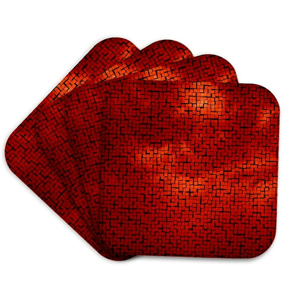 3drose, Red Clouds Tile Pattern, Set of 4 Coasters - Soft