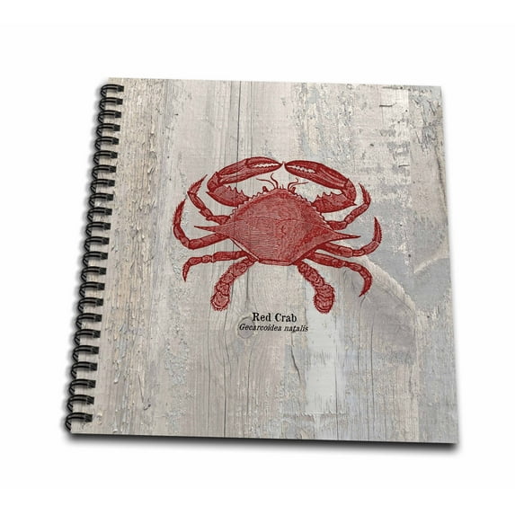 3dRose, Red Crab on Wood- Beach Themed Art- Fish, Memory Book 12 x 12 inch