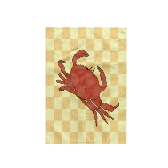 3dRose, Red Crab on Yellow Checkered Background - Ocean and Beach Themes, 15x22 Hand Towel
