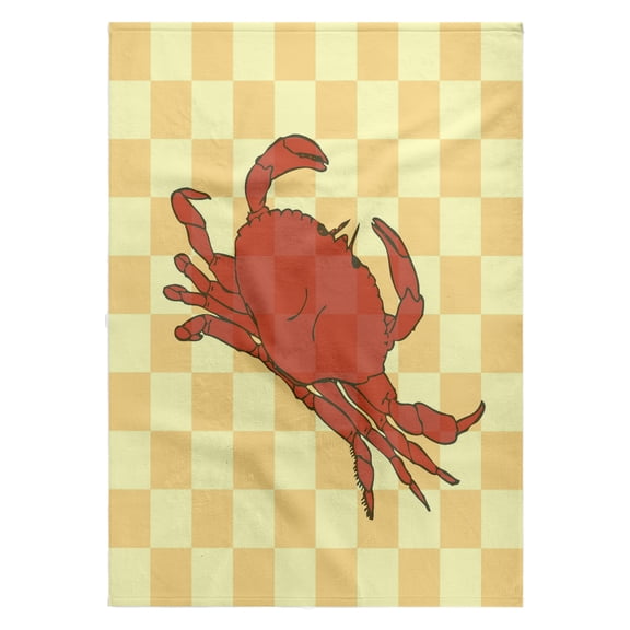 3dRose, Red Crab on Yellow Checkered Background - Ocean and Beach Themes, 22x30 Bath Hand Pool Towel