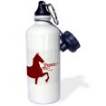 thumbnail image 1 of 3dRose, Red Faux Glitter Horse with Peace Word Art Holiday Pet Lover, Flip Straw 21oz Water Bottle, 1 of 3