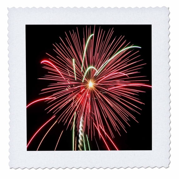 3dRose, Red Fireworks, 6x6 inch quilt square