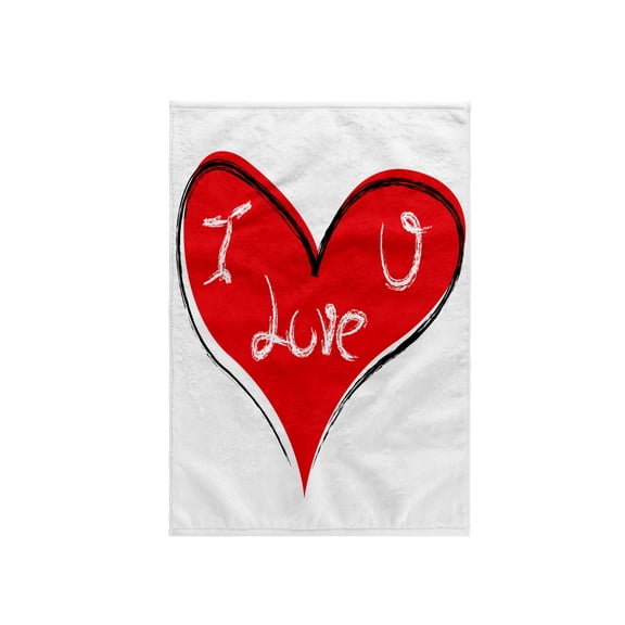 3dRose, Red Heart With White I Love U, 15x22 Hand Towel