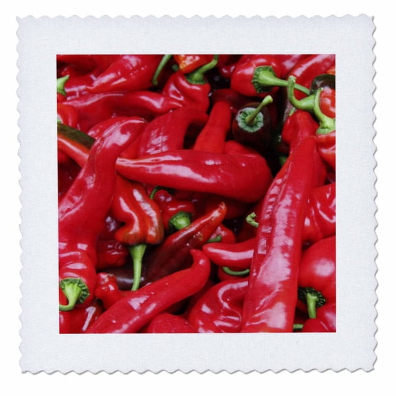 3dRose, Red Hot Peppers - chili, chili pepper, chilli, chilli peppers, pepper, peppers, red, 10x10 inch quilt square