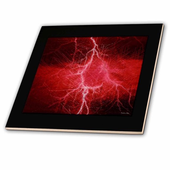 3dRose, Red Lightning, 6 Inch Ceramic Tile