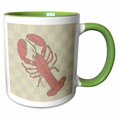 thumbnail image 1 of 3drose, Red Lobster Checkered Art - Beach Themed - Ocean, 15oz Two-tone Green Mug, 1 of 6